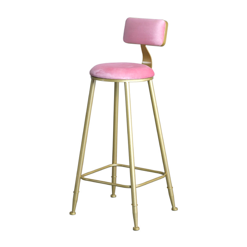 Glam Armless Backrest Counter Stool Iron Milk Tea Shop Bar Stool with Velvet Cushion Clearhalo 'Bar Furniture' 'Bar Stools' 'bar_stools' 'furn' 'furn_bar_stools' 'furniture_bar_stools' 'Kitchen & Dining Furniture' 'kitchen&dining_furn' 'kitchen' 'kitchen_furn' Furniture' 4452244