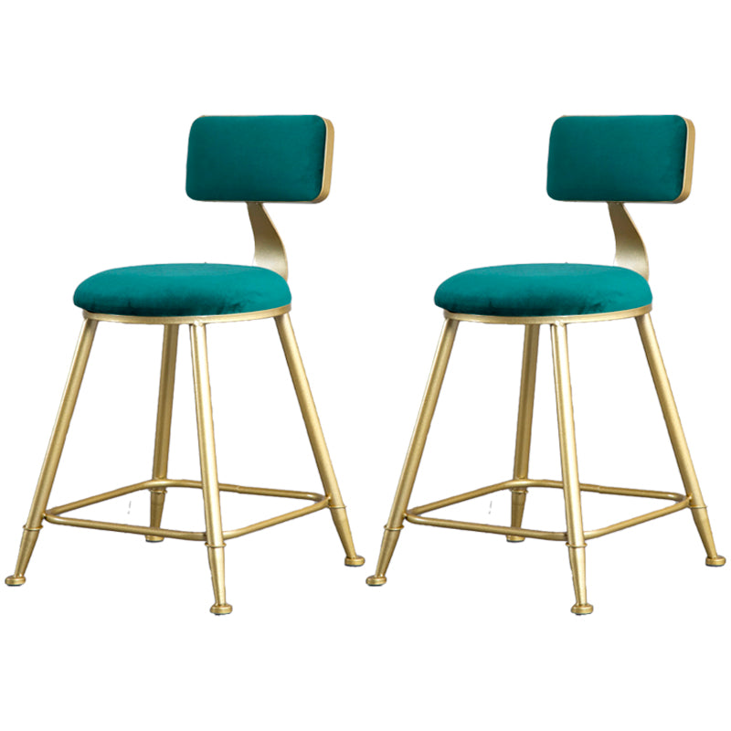Glam Armless Backrest Counter Stool Iron Milk Tea Shop Bar Stool with Velvet Cushion Green 2 Piece Set Short Stool(18"H) Clearhalo 'Bar Furniture' 'Bar Stools' 'bar_stools' 'furn' 'furn_bar_stools' 'furniture_bar_stools' 'Kitchen & Dining Furniture' 'kitchen&dining_furn' 'kitchen' 'kitchen_furn' Furniture' 4452275