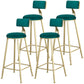 Glam Armless Backrest Counter Stool Iron Milk Tea Shop Bar Stool with Velvet Cushion Green 4 Piece Set Bar Stool(30"H) Clearhalo 'Bar Furniture' 'Bar Stools' 'bar_stools' 'furn' 'furn_bar_stools' 'furniture_bar_stools' 'Kitchen & Dining Furniture' 'kitchen&dining_furn' 'kitchen' 'kitchen_furn' Furniture' 4452279