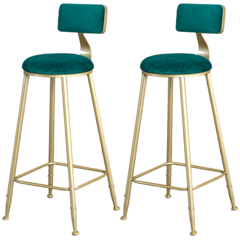 Glam Armless Backrest Counter Stool Iron Milk Tea Shop Bar Stool with Velvet Cushion Green 2 Piece Set Bar Stool(30"H) Clearhalo 'Bar Furniture' 'Bar Stools' 'bar_stools' 'furn' 'furn_bar_stools' 'furniture_bar_stools' 'Kitchen & Dining Furniture' 'kitchen&dining_furn' 'kitchen' 'kitchen_furn' Furniture' 4452281