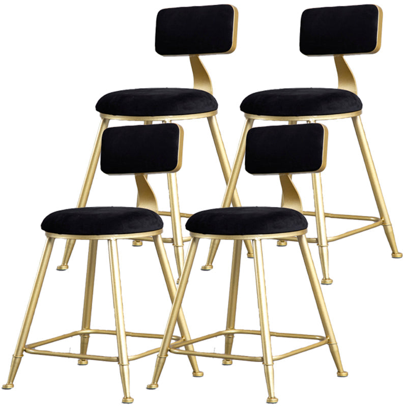 Glam Armless Backrest Counter Stool Iron Milk Tea Shop Bar Stool with Velvet Cushion Black 4 Piece Set Short Stool(18"H) Clearhalo 'Bar Furniture' 'Bar Stools' 'bar_stools' 'furn' 'furn_bar_stools' 'furniture_bar_stools' 'Kitchen & Dining Furniture' 'kitchen&dining_furn' 'kitchen' 'kitchen_furn' Furniture' 4452282