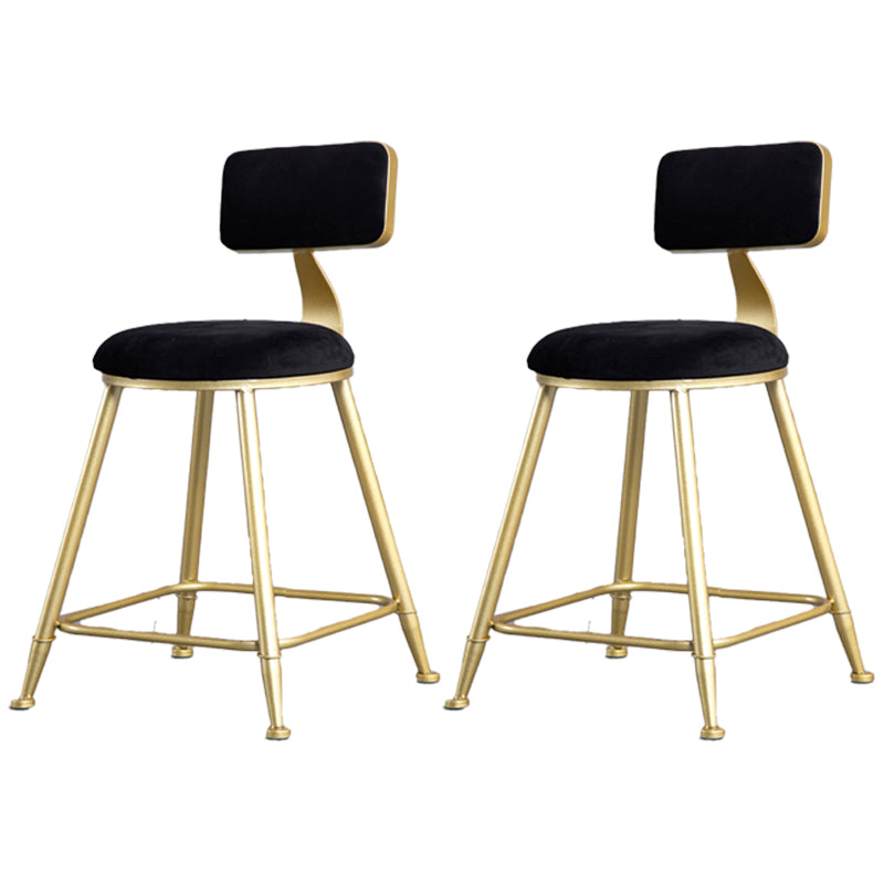 Glam Armless Backrest Counter Stool Iron Milk Tea Shop Bar Stool with Velvet Cushion Black 2 Piece Set Short Stool(18"H) Clearhalo 'Bar Furniture' 'Bar Stools' 'bar_stools' 'furn' 'furn_bar_stools' 'furniture_bar_stools' 'Kitchen & Dining Furniture' 'kitchen&dining_furn' 'kitchen' 'kitchen_furn' Furniture' 4452284