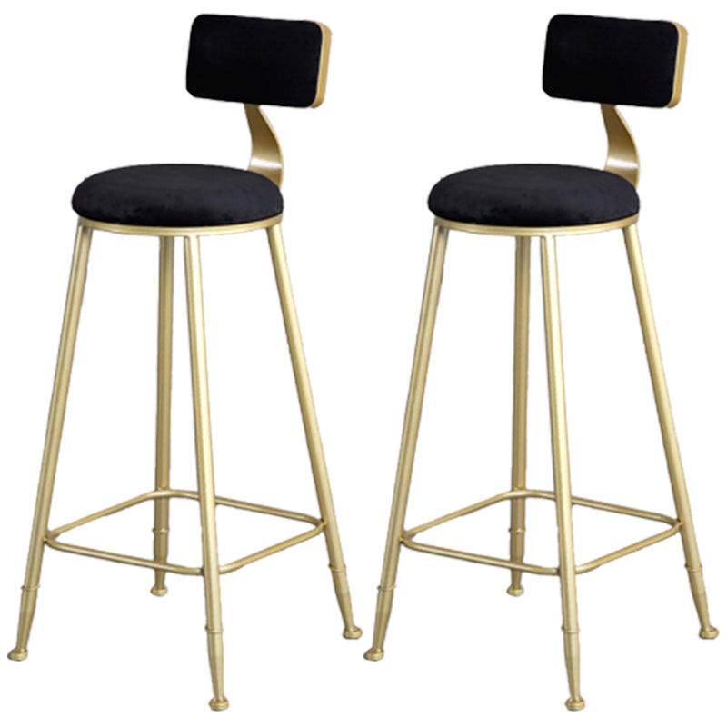 Glam Armless Backrest Counter Stool Iron Milk Tea Shop Bar Stool with Velvet Cushion Black 2 Piece Set Bar Stool(30"H) Clearhalo 'Bar Furniture' 'Bar Stools' 'bar_stools' 'furn' 'furn_bar_stools' 'furniture_bar_stools' 'Kitchen & Dining Furniture' 'kitchen&dining_furn' 'kitchen' 'kitchen_furn' Furniture' 4452290