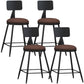 Industrial Armless Backrest Counter Stool Iron Cashier Bar Stool with Leather Cushion Burgundy 4 Piece Set Short Stool(22"H) Clearhalo 'Bar Furniture' 'Bar Stools' 'bar_stools' 'furn' 'furn_bar_stools' 'furniture_bar_stools' 'Kitchen & Dining Furniture' 'kitchen&dining_furn' 'kitchen' 'kitchen_furn' Furniture' 4452306