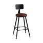 Industrial Armless Backrest Counter Stool Iron Cashier Bar Stool with Leather Cushion Clearhalo 'Bar Furniture' 'Bar Stools' 'bar_stools' 'furn' 'furn_bar_stools' 'furniture_bar_stools' 'Kitchen & Dining Furniture' 'kitchen&dining_furn' 'kitchen' 'kitchen_furn' Furniture' 4452309