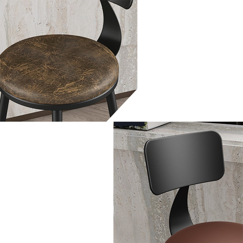 Industrial Armless Backrest Counter Stool Iron Cashier Bar Stool with Leather Cushion Clearhalo 'Bar Furniture' 'Bar Stools' 'bar_stools' 'furn' 'furn_bar_stools' 'furniture_bar_stools' 'Kitchen & Dining Furniture' 'kitchen&dining_furn' 'kitchen' 'kitchen_furn' Furniture' 4452310