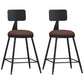 Industrial Armless Backrest Counter Stool Iron Cashier Bar Stool with Leather Cushion Burgundy 2 Piece Set Short Stool(22"H) Clearhalo 'Bar Furniture' 'Bar Stools' 'bar_stools' 'furn' 'furn_bar_stools' 'furniture_bar_stools' 'Kitchen & Dining Furniture' 'kitchen&dining_furn' 'kitchen' 'kitchen_furn' Furniture' 4452311