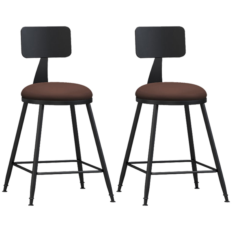 Industrial Armless Backrest Counter Stool Iron Cashier Bar Stool with Leather Cushion Burgundy 2 Piece Set Short Stool(22"H) Clearhalo 'Bar Furniture' 'Bar Stools' 'bar_stools' 'furn' 'furn_bar_stools' 'furniture_bar_stools' 'Kitchen & Dining Furniture' 'kitchen&dining_furn' 'kitchen' 'kitchen_furn' Furniture' 4452311