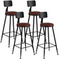 Industrial Armless Backrest Counter Stool Iron Cashier Bar Stool with Leather Cushion Burgundy 4 Piece Set Bar Stool(30"H) Clearhalo 'Bar Furniture' 'Bar Stools' 'bar_stools' 'furn' 'furn_bar_stools' 'furniture_bar_stools' 'Kitchen & Dining Furniture' 'kitchen&dining_furn' 'kitchen' 'kitchen_furn' Furniture' 4452318