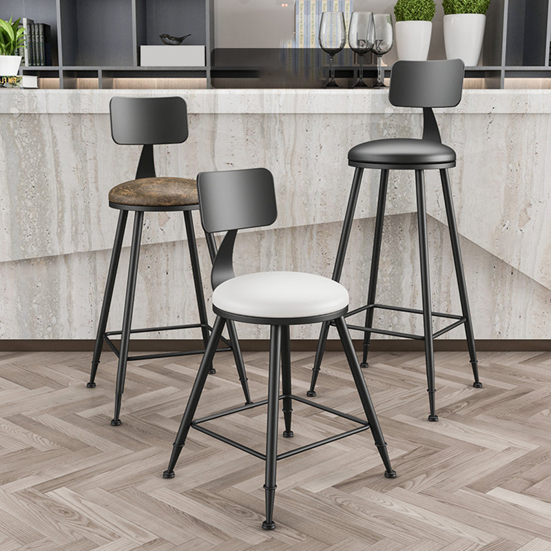 Industrial Armless Backrest Counter Stool Iron Cashier Bar Stool with Leather Cushion Clearhalo 'Bar Furniture' 'Bar Stools' 'bar_stools' 'furn' 'furn_bar_stools' 'furniture_bar_stools' 'Kitchen & Dining Furniture' 'kitchen&dining_furn' 'kitchen' 'kitchen_furn' Furniture' 4452320