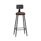 Industrial Armless Backrest Counter Stool Iron Cashier Bar Stool with Leather Cushion Burgundy 1 Piece Bar Stool(33"H) Clearhalo 'Bar Furniture' 'Bar Stools' 'bar_stools' 'furn' 'furn_bar_stools' 'furniture_bar_stools' 'Kitchen & Dining Furniture' 'kitchen&dining_furn' 'kitchen' 'kitchen_furn' Furniture' 4452324