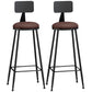 Industrial Armless Backrest Counter Stool Iron Cashier Bar Stool with Leather Cushion Burgundy 2 Piece Set Bar Stool(33"H) Clearhalo 'Bar Furniture' 'Bar Stools' 'bar_stools' 'furn' 'furn_bar_stools' 'furniture_bar_stools' 'Kitchen & Dining Furniture' 'kitchen&dining_furn' 'kitchen' 'kitchen_furn' Furniture' 4452325