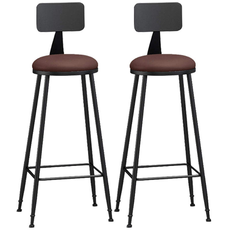 Industrial Armless Backrest Counter Stool Iron Cashier Bar Stool with Leather Cushion Burgundy 2 Piece Set Bar Stool(33"H) Clearhalo 'Bar Furniture' 'Bar Stools' 'bar_stools' 'furn' 'furn_bar_stools' 'furniture_bar_stools' 'Kitchen & Dining Furniture' 'kitchen&dining_furn' 'kitchen' 'kitchen_furn' Furniture' 4452325