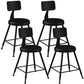 Industrial Armless Backrest Counter Stool Iron Cashier Bar Stool with Leather Cushion Black 4 Piece Set Short Stool(18"H) Clearhalo 'Bar Furniture' 'Bar Stools' 'bar_stools' 'furn' 'furn_bar_stools' 'furniture_bar_stools' 'Kitchen & Dining Furniture' 'kitchen&dining_furn' 'kitchen' 'kitchen_furn' Furniture' 4452326