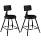 Industrial Armless Backrest Counter Stool Iron Cashier Bar Stool with Leather Cushion Black 2 Piece Set Short Stool(18"H) Clearhalo 'Bar Furniture' 'Bar Stools' 'bar_stools' 'furn' 'furn_bar_stools' 'furniture_bar_stools' 'Kitchen & Dining Furniture' 'kitchen&dining_furn' 'kitchen' 'kitchen_furn' Furniture' 4452328