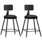 Industrial Armless Backrest Counter Stool Iron Cashier Bar Stool with Leather Cushion Black 2 Piece Set Short Stool(22"H) Clearhalo 'Bar Furniture' 'Bar Stools' 'bar_stools' 'furn' 'furn_bar_stools' 'furniture_bar_stools' 'Kitchen & Dining Furniture' 'kitchen&dining_furn' 'kitchen' 'kitchen_furn' Furniture' 4452331