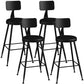 Industrial Armless Backrest Counter Stool Iron Cashier Bar Stool with Leather Cushion Black 4 Piece Set Counter Stool(26"H) Clearhalo 'Bar Furniture' 'Bar Stools' 'bar_stools' 'furn' 'furn_bar_stools' 'furniture_bar_stools' 'Kitchen & Dining Furniture' 'kitchen&dining_furn' 'kitchen' 'kitchen_furn' Furniture' 4452332