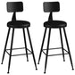 Industrial Armless Backrest Counter Stool Iron Cashier Bar Stool with Leather Cushion Black 2 Piece Set Counter Stool(26"H) Clearhalo 'Bar Furniture' 'Bar Stools' 'bar_stools' 'furn' 'furn_bar_stools' 'furniture_bar_stools' 'Kitchen & Dining Furniture' 'kitchen&dining_furn' 'kitchen' 'kitchen_furn' Furniture' 4452334