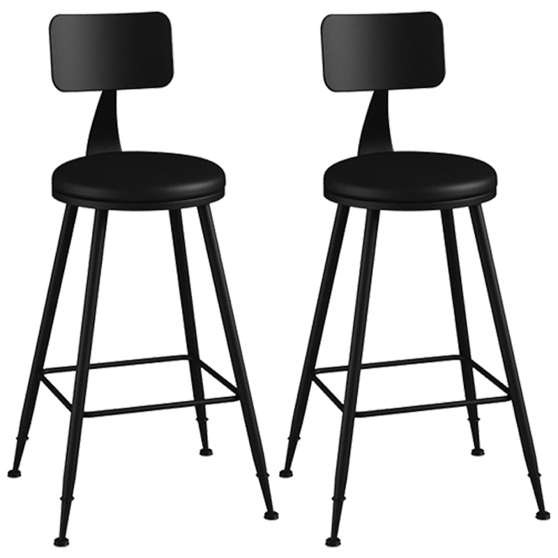 Industrial Armless Backrest Counter Stool Iron Cashier Bar Stool with Leather Cushion Black 2 Piece Set Counter Stool(26"H) Clearhalo 'Bar Furniture' 'Bar Stools' 'bar_stools' 'furn' 'furn_bar_stools' 'furniture_bar_stools' 'Kitchen & Dining Furniture' 'kitchen&dining_furn' 'kitchen' 'kitchen_furn' Furniture' 4452334