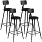 Industrial Armless Backrest Counter Stool Iron Cashier Bar Stool with Leather Cushion Black 4 Piece Set Bar Stool(30"H) Clearhalo 'Bar Furniture' 'Bar Stools' 'bar_stools' 'furn' 'furn_bar_stools' 'furniture_bar_stools' 'Kitchen & Dining Furniture' 'kitchen&dining_furn' 'kitchen' 'kitchen_furn' Furniture' 4452335