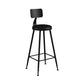 Industrial Armless Backrest Counter Stool Iron Cashier Bar Stool with Leather Cushion Black 1 Piece Bar Stool(30"H) Clearhalo 'Bar Furniture' 'Bar Stools' 'bar_stools' 'furn' 'furn_bar_stools' 'furniture_bar_stools' 'Kitchen & Dining Furniture' 'kitchen&dining_furn' 'kitchen' 'kitchen_furn' Furniture' 4452336