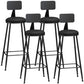 Industrial Armless Backrest Counter Stool Iron Cashier Bar Stool with Leather Cushion Black 4 Piece Set Bar Stool(33"H) Clearhalo 'Bar Furniture' 'Bar Stools' 'bar_stools' 'furn' 'furn_bar_stools' 'furniture_bar_stools' 'Kitchen & Dining Furniture' 'kitchen&dining_furn' 'kitchen' 'kitchen_furn' Furniture' 4452338