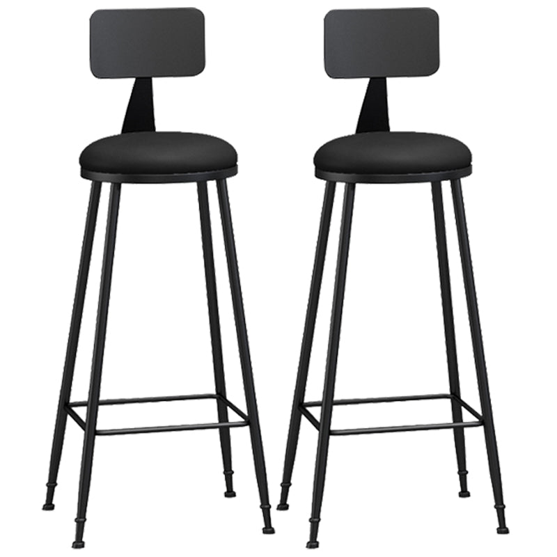 Industrial Armless Backrest Counter Stool Iron Cashier Bar Stool with Leather Cushion Black 2 Piece Set Bar Stool(33"H) Clearhalo 'Bar Furniture' 'Bar Stools' 'bar_stools' 'furn' 'furn_bar_stools' 'furniture_bar_stools' 'Kitchen & Dining Furniture' 'kitchen&dining_furn' 'kitchen' 'kitchen_furn' Furniture' 4452340