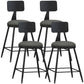 Industrial Armless Backrest Counter Stool Iron Cashier Bar Stool with Leather Cushion Grey 4 Piece Set Short Stool(22"H) Clearhalo 'Bar Furniture' 'Bar Stools' 'bar_stools' 'furn' 'furn_bar_stools' 'furniture_bar_stools' 'Kitchen & Dining Furniture' 'kitchen&dining_furn' 'kitchen' 'kitchen_furn' Furniture' 4452341