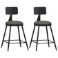 Industrial Armless Backrest Counter Stool Iron Cashier Bar Stool with Leather Cushion Grey 2 Piece Set Short Stool(22"H) Clearhalo 'Bar Furniture' 'Bar Stools' 'bar_stools' 'furn' 'furn_bar_stools' 'furniture_bar_stools' 'Kitchen & Dining Furniture' 'kitchen&dining_furn' 'kitchen' 'kitchen_furn' Furniture' 4452343