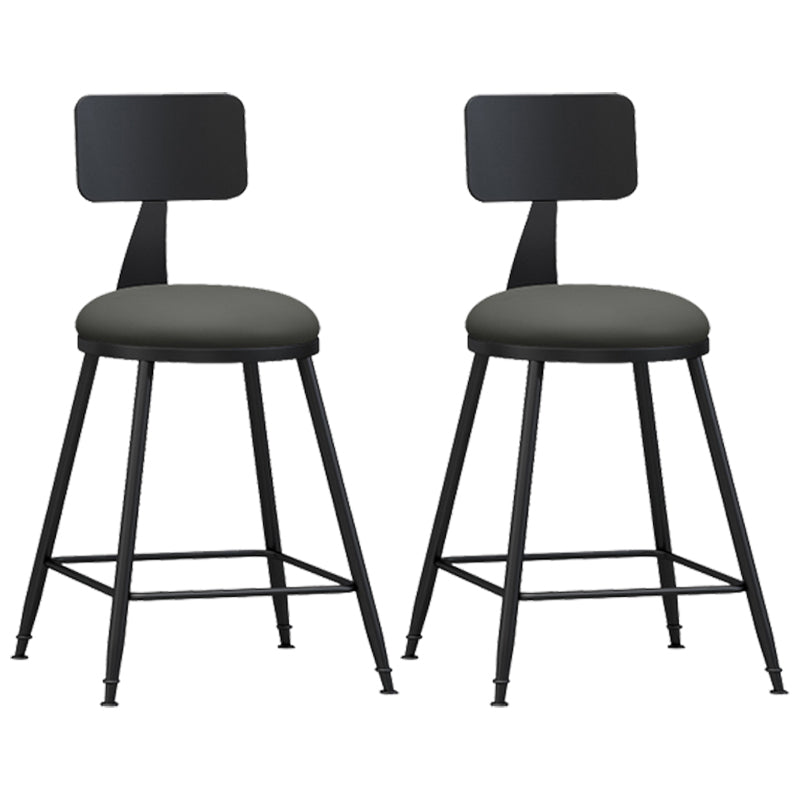 Industrial Armless Backrest Counter Stool Iron Cashier Bar Stool with Leather Cushion Grey 2 Piece Set Short Stool(22"H) Clearhalo 'Bar Furniture' 'Bar Stools' 'bar_stools' 'furn' 'furn_bar_stools' 'furniture_bar_stools' 'Kitchen & Dining Furniture' 'kitchen&dining_furn' 'kitchen' 'kitchen_furn' Furniture' 4452343