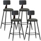 Industrial Armless Backrest Counter Stool Iron Cashier Bar Stool with Leather Cushion Grey 4 Piece Set Counter Stool(26"H) Clearhalo 'Bar Furniture' 'Bar Stools' 'bar_stools' 'furn' 'furn_bar_stools' 'furniture_bar_stools' 'Kitchen & Dining Furniture' 'kitchen&dining_furn' 'kitchen' 'kitchen_furn' Furniture' 4452344