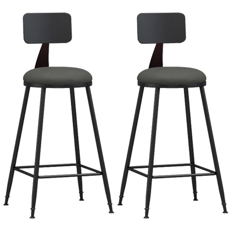 Industrial Armless Backrest Counter Stool Iron Cashier Bar Stool with Leather Cushion Grey 2 Piece Set Counter Stool(26"H) Clearhalo 'Bar Furniture' 'Bar Stools' 'bar_stools' 'furn' 'furn_bar_stools' 'furniture_bar_stools' 'Kitchen & Dining Furniture' 'kitchen&dining_furn' 'kitchen' 'kitchen_furn' Furniture' 4452346