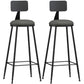 Industrial Armless Backrest Counter Stool Iron Cashier Bar Stool with Leather Cushion Grey 2 Piece Set Bar Stool(30"H) Clearhalo 'Bar Furniture' 'Bar Stools' 'bar_stools' 'furn' 'furn_bar_stools' 'furniture_bar_stools' 'Kitchen & Dining Furniture' 'kitchen&dining_furn' 'kitchen' 'kitchen_furn' Furniture' 4452349