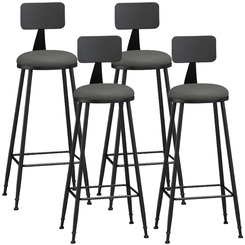 Industrial Armless Backrest Counter Stool Iron Cashier Bar Stool with Leather Cushion Grey 4 Piece Set Bar Stool(33"H) Clearhalo 'Bar Furniture' 'Bar Stools' 'bar_stools' 'furn' 'furn_bar_stools' 'furniture_bar_stools' 'Kitchen & Dining Furniture' 'kitchen&dining_furn' 'kitchen' 'kitchen_furn' Furniture' 4452350