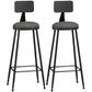 Industrial Armless Backrest Counter Stool Iron Cashier Bar Stool with Leather Cushion Grey 2 Piece Set Bar Stool(33"H) Clearhalo 'Bar Furniture' 'Bar Stools' 'bar_stools' 'furn' 'furn_bar_stools' 'furniture_bar_stools' 'Kitchen & Dining Furniture' 'kitchen&dining_furn' 'kitchen' 'kitchen_furn' Furniture' 4452352