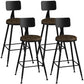 Industrial Armless Backrest Counter Stool Iron Cashier Bar Stool with Leather Cushion Brown 4 Piece Set Counter Stool(26"H) Clearhalo 'Bar Furniture' 'Bar Stools' 'bar_stools' 'furn' 'furn_bar_stools' 'furniture_bar_stools' 'Kitchen & Dining Furniture' 'kitchen&dining_furn' 'kitchen' 'kitchen_furn' Furniture' 4452356