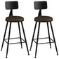 Industrial Armless Backrest Counter Stool Iron Cashier Bar Stool with Leather Cushion Brown 2 Piece Set Counter Stool(26"H) Clearhalo 'Bar Furniture' 'Bar Stools' 'bar_stools' 'furn' 'furn_bar_stools' 'furniture_bar_stools' 'Kitchen & Dining Furniture' 'kitchen&dining_furn' 'kitchen' 'kitchen_furn' Furniture' 4452358