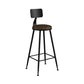 Industrial Armless Backrest Counter Stool Iron Cashier Bar Stool with Leather Cushion Brown 1 Piece Bar Stool(30"H) Clearhalo 'Bar Furniture' 'Bar Stools' 'bar_stools' 'furn' 'furn_bar_stools' 'furniture_bar_stools' 'Kitchen & Dining Furniture' 'kitchen&dining_furn' 'kitchen' 'kitchen_furn' Furniture' 4452360