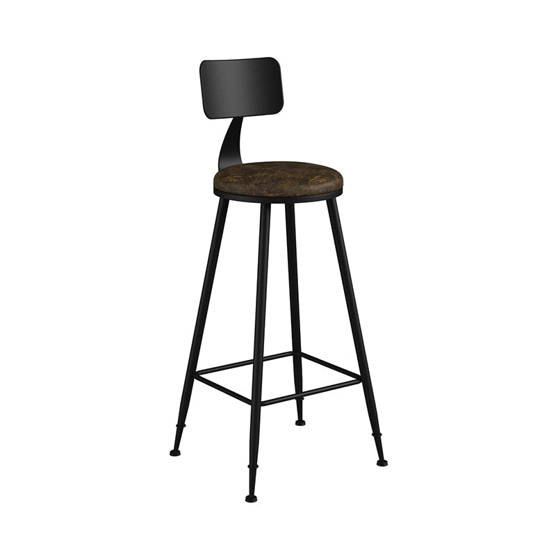 Industrial Armless Backrest Counter Stool Iron Cashier Bar Stool with Leather Cushion Brown 1 Piece Bar Stool(30"H) Clearhalo 'Bar Furniture' 'Bar Stools' 'bar_stools' 'furn' 'furn_bar_stools' 'furniture_bar_stools' 'Kitchen & Dining Furniture' 'kitchen&dining_furn' 'kitchen' 'kitchen_furn' Furniture' 4452360