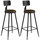 Industrial Armless Backrest Counter Stool Iron Cashier Bar Stool with Leather Cushion Brown 2 Piece Set Bar Stool(30"H) Clearhalo 'Bar Furniture' 'Bar Stools' 'bar_stools' 'furn' 'furn_bar_stools' 'furniture_bar_stools' 'Kitchen & Dining Furniture' 'kitchen&dining_furn' 'kitchen' 'kitchen_furn' Furniture' 4452361