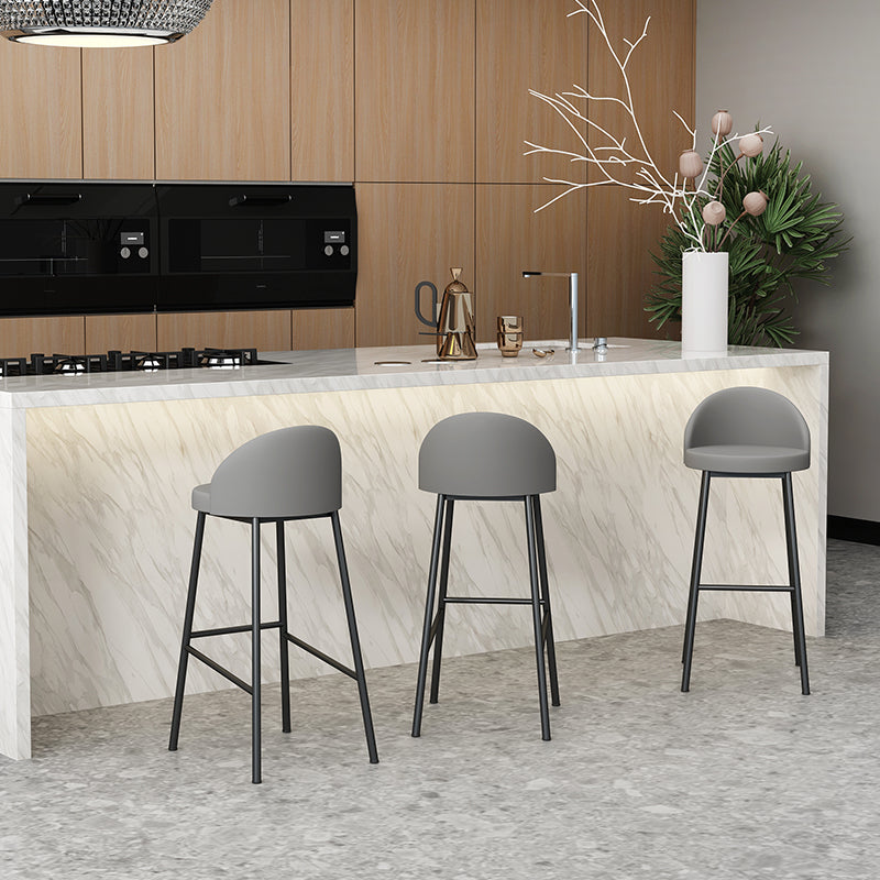 Modern Armless Backrest Counter Stool Iron Cafe Bar Stool with Leather Cushion and Pedal Clearhalo 'Bar Furniture' 'Bar Stools' 'bar_stools' 'furn' 'furn_bar_stools' 'furniture_bar_stools' 'Kitchen & Dining Furniture' 'kitchen&dining_furn' 'kitchen' 'kitchen_furn' Furniture' 4452425