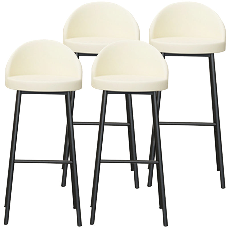 Modern Armless Backrest Counter Stool Iron Cafe Bar Stool with Leather Cushion and Pedal White 4 Piece Set Clearhalo 'Bar Furniture' 'Bar Stools' 'bar_stools' 'furn' 'furn_bar_stools' 'furniture_bar_stools' 'Kitchen & Dining Furniture' 'kitchen&dining_furn' 'kitchen' 'kitchen_furn' Furniture' 4452426