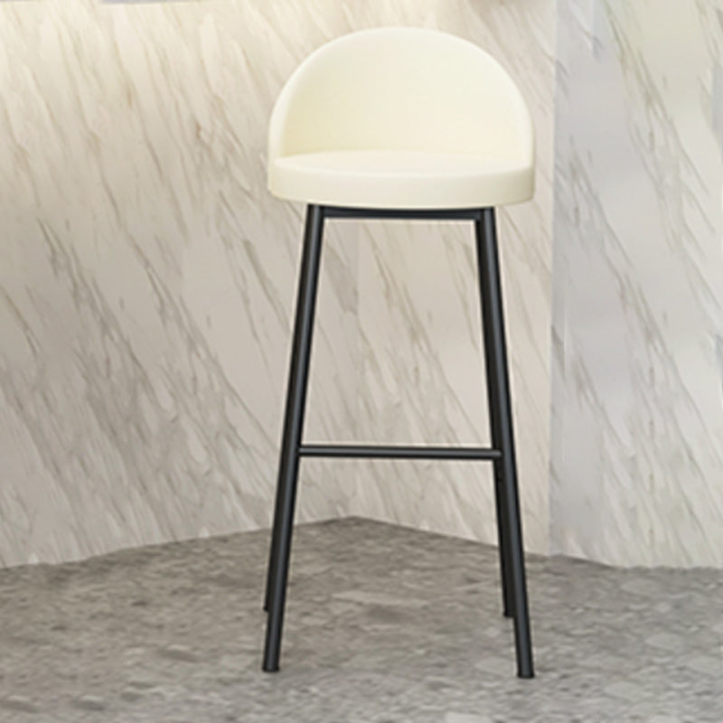 Modern Armless Backrest Counter Stool Iron Cafe Bar Stool with Leather Cushion and Pedal White 1 Piece Clearhalo 'Bar Furniture' 'Bar Stools' 'bar_stools' 'furn' 'furn_bar_stools' 'furniture_bar_stools' 'Kitchen & Dining Furniture' 'kitchen&dining_furn' 'kitchen' 'kitchen_furn' Furniture' 4452427