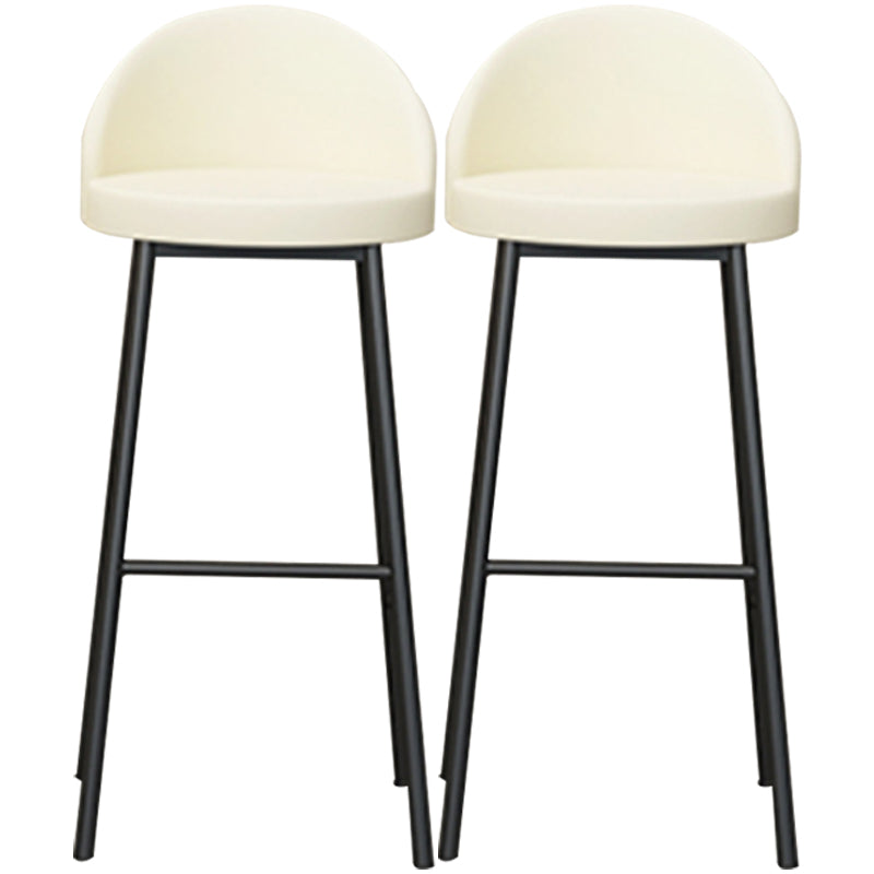 Modern Armless Backrest Counter Stool Iron Cafe Bar Stool with Leather Cushion and Pedal White 2 Piece Set Clearhalo 'Bar Furniture' 'Bar Stools' 'bar_stools' 'furn' 'furn_bar_stools' 'furniture_bar_stools' 'Kitchen & Dining Furniture' 'kitchen&dining_furn' 'kitchen' 'kitchen_furn' Furniture' 4452429