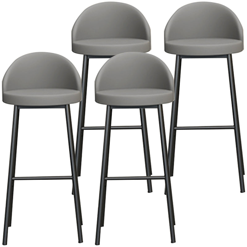 Modern Armless Backrest Counter Stool Iron Cafe Bar Stool with Leather Cushion and Pedal Gray 4 Piece Set Clearhalo 'Bar Furniture' 'Bar Stools' 'bar_stools' 'furn' 'furn_bar_stools' 'furniture_bar_stools' 'Kitchen & Dining Furniture' 'kitchen&dining_furn' 'kitchen' 'kitchen_furn' Furniture' 4452431