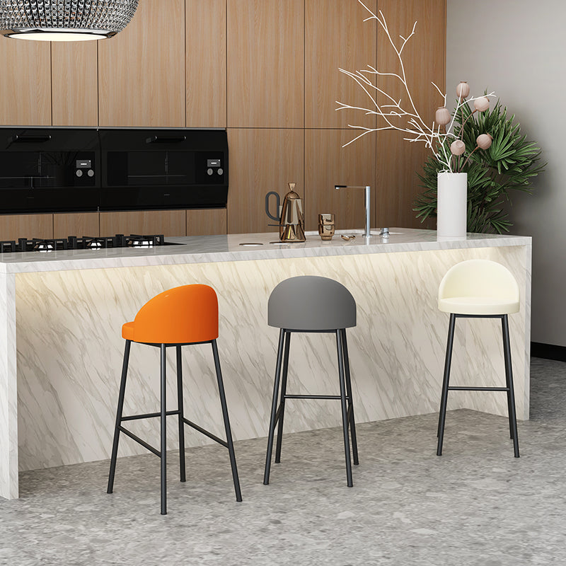 Modern Armless Backrest Counter Stool Iron Cafe Bar Stool with Leather Cushion and Pedal Clearhalo 'Bar Furniture' 'Bar Stools' 'bar_stools' 'furn' 'furn_bar_stools' 'furniture_bar_stools' 'Kitchen & Dining Furniture' 'kitchen&dining_furn' 'kitchen' 'kitchen_furn' Furniture' 4452432