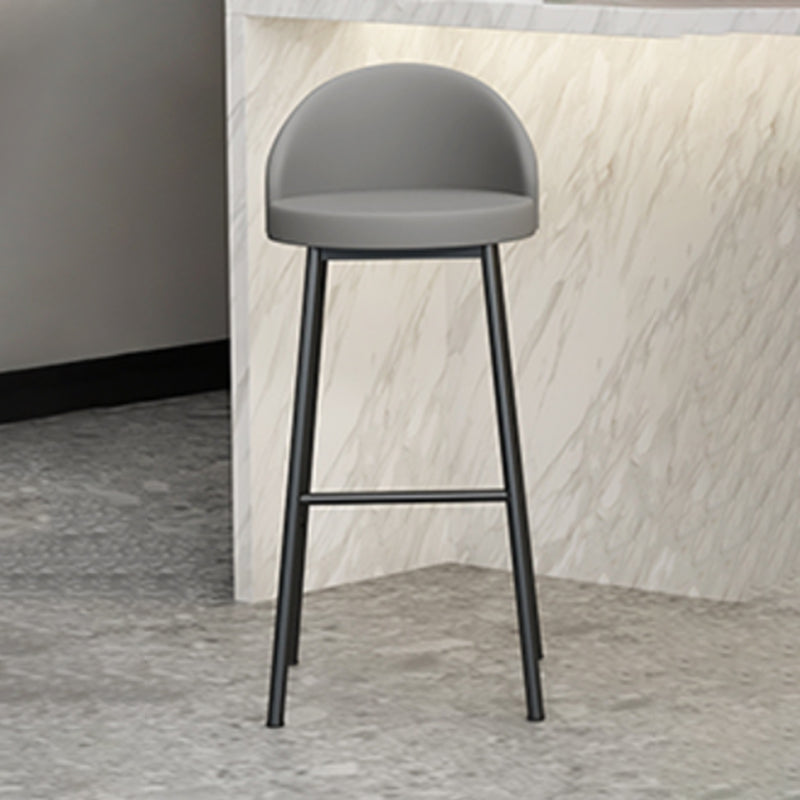 Modern Armless Backrest Counter Stool Iron Cafe Bar Stool with Leather Cushion and Pedal Gray 1 Piece Clearhalo 'Bar Furniture' 'Bar Stools' 'bar_stools' 'furn' 'furn_bar_stools' 'furniture_bar_stools' 'Kitchen & Dining Furniture' 'kitchen&dining_furn' 'kitchen' 'kitchen_furn' Furniture' 4452433