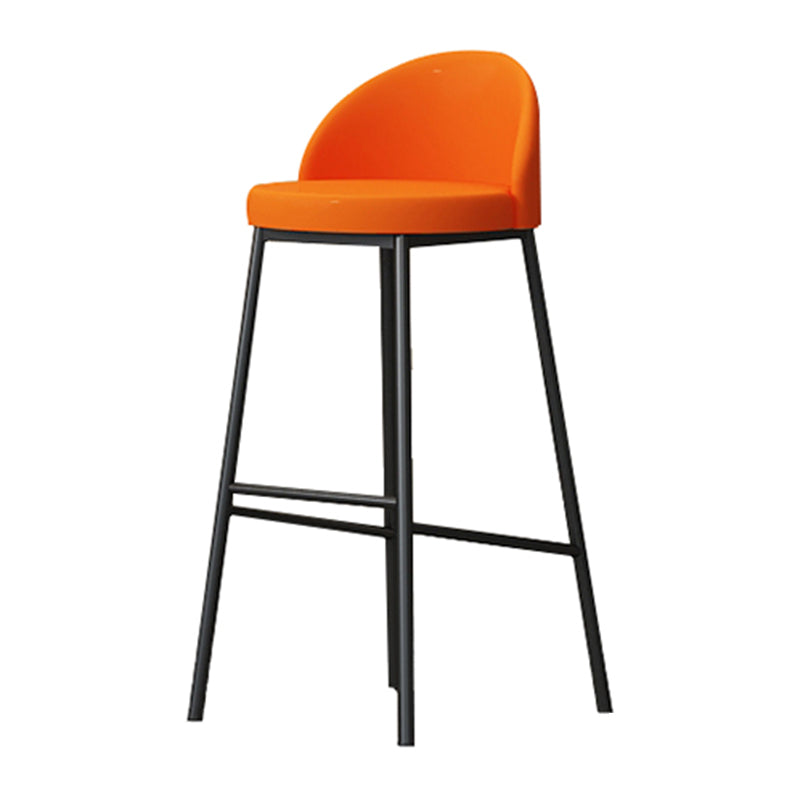 Modern Armless Backrest Counter Stool Iron Cafe Bar Stool with Leather Cushion and Pedal Clearhalo 'Bar Furniture' 'Bar Stools' 'bar_stools' 'furn' 'furn_bar_stools' 'furniture_bar_stools' 'Kitchen & Dining Furniture' 'kitchen&dining_furn' 'kitchen' 'kitchen_furn' Furniture' 4452434