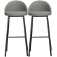 Modern Armless Backrest Counter Stool Iron Cafe Bar Stool with Leather Cushion and Pedal Gray 2 Piece Set Clearhalo 'Bar Furniture' 'Bar Stools' 'bar_stools' 'furn' 'furn_bar_stools' 'furniture_bar_stools' 'Kitchen & Dining Furniture' 'kitchen&dining_furn' 'kitchen' 'kitchen_furn' Furniture' 4452435