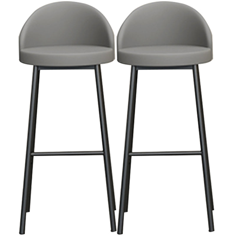 Modern Armless Backrest Counter Stool Iron Cafe Bar Stool with Leather Cushion and Pedal Gray 2 Piece Set Clearhalo 'Bar Furniture' 'Bar Stools' 'bar_stools' 'furn' 'furn_bar_stools' 'furniture_bar_stools' 'Kitchen & Dining Furniture' 'kitchen&dining_furn' 'kitchen' 'kitchen_furn' Furniture' 4452435